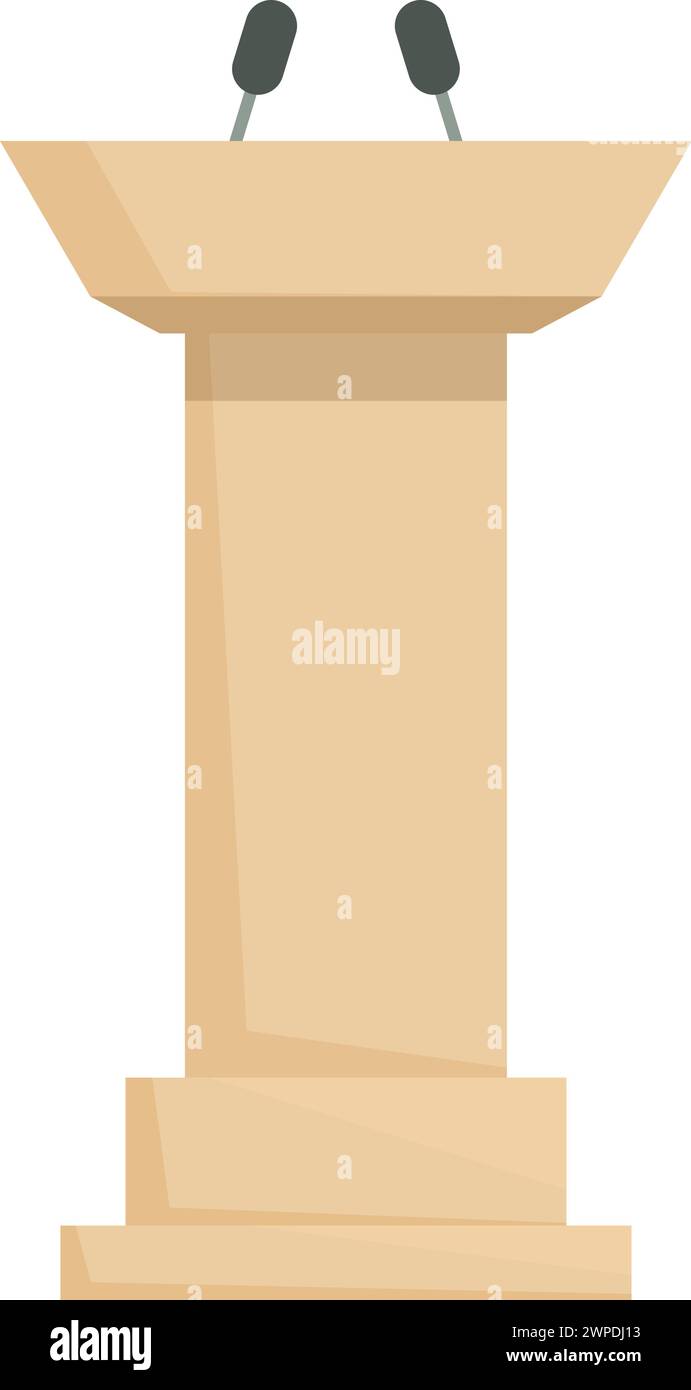 Vettore cartoni animati icona pulpito tribuno. Affari di rostrum. Dibattito sulla conferenza Illustrazione Vettoriale