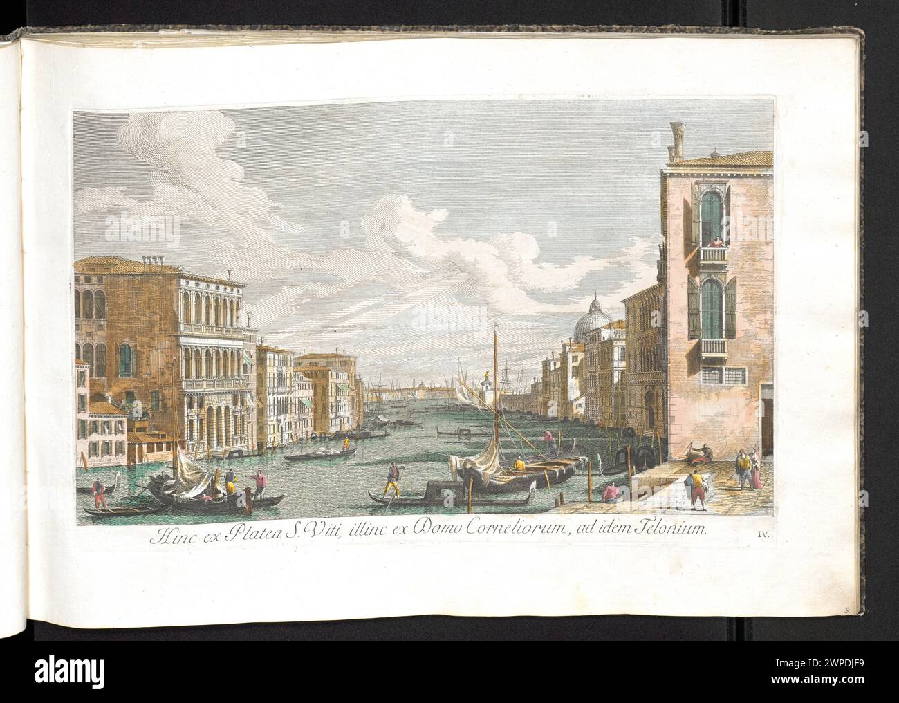 Veduta del Canal grande e Palazzo Corner, in: Urbis Venetiarum prospectus celebroses ex antonii Canal tabulis xl aere expressi ab antonio Visentini; Visentini, Antonio (1688-1782), Canaletto (1697-1768), Viero, Teodoro (Venezia; Editore; CA 1750-1819); 1735-1800 (1742-00-00-1742-00-00-00);Venezia (Italia), Italia (Stato), album, gondole, grafica italiana, canali, paesaggi urbani, grafica riproduttiva, relè, weduty, italiano (cultura), barche Foto Stock