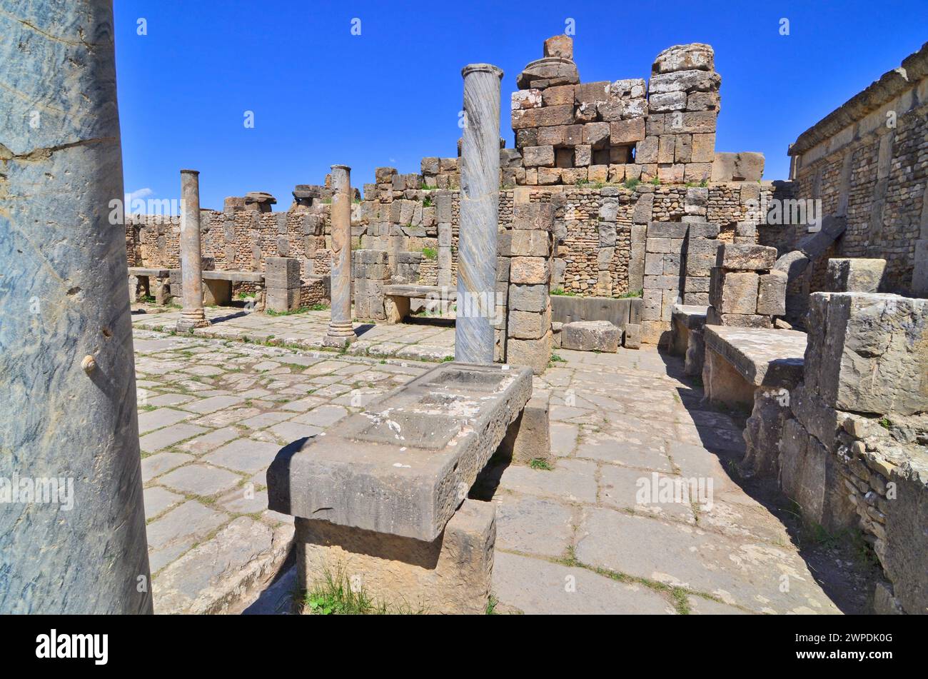 Mercato nell'antica città romana di Cuicul in Algieria Foto Stock