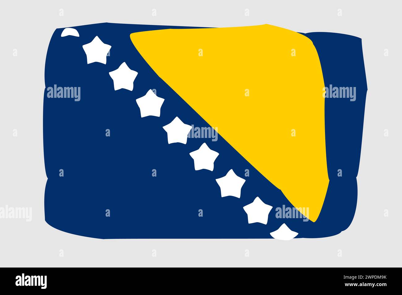 Bandiera della Bosnia ed Erzegovina - illustrazione vettoriale con disegno dipinto. Stile pennello vettoriale Illustrazione Vettoriale