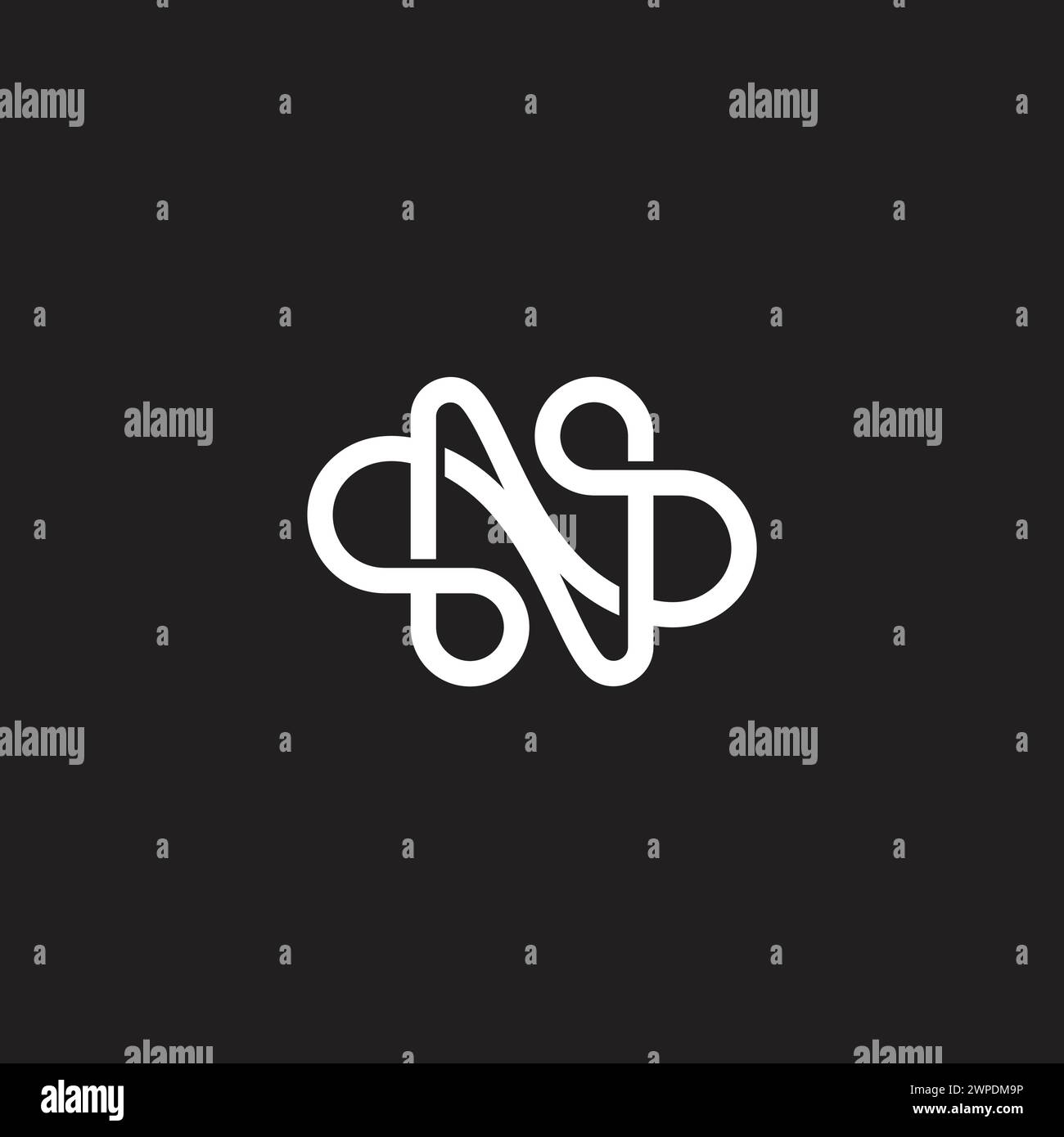 letter ns infinity linear astract thread rope logo vector Illustrazione Vettoriale