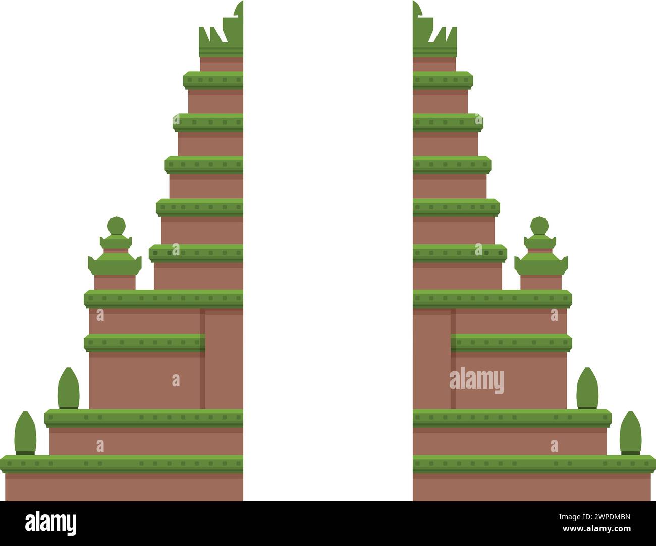 Icona delle scale del Tempio vettore dei cartoni animati. Tradizione di Bali. Religione cultura indù Illustrazione Vettoriale