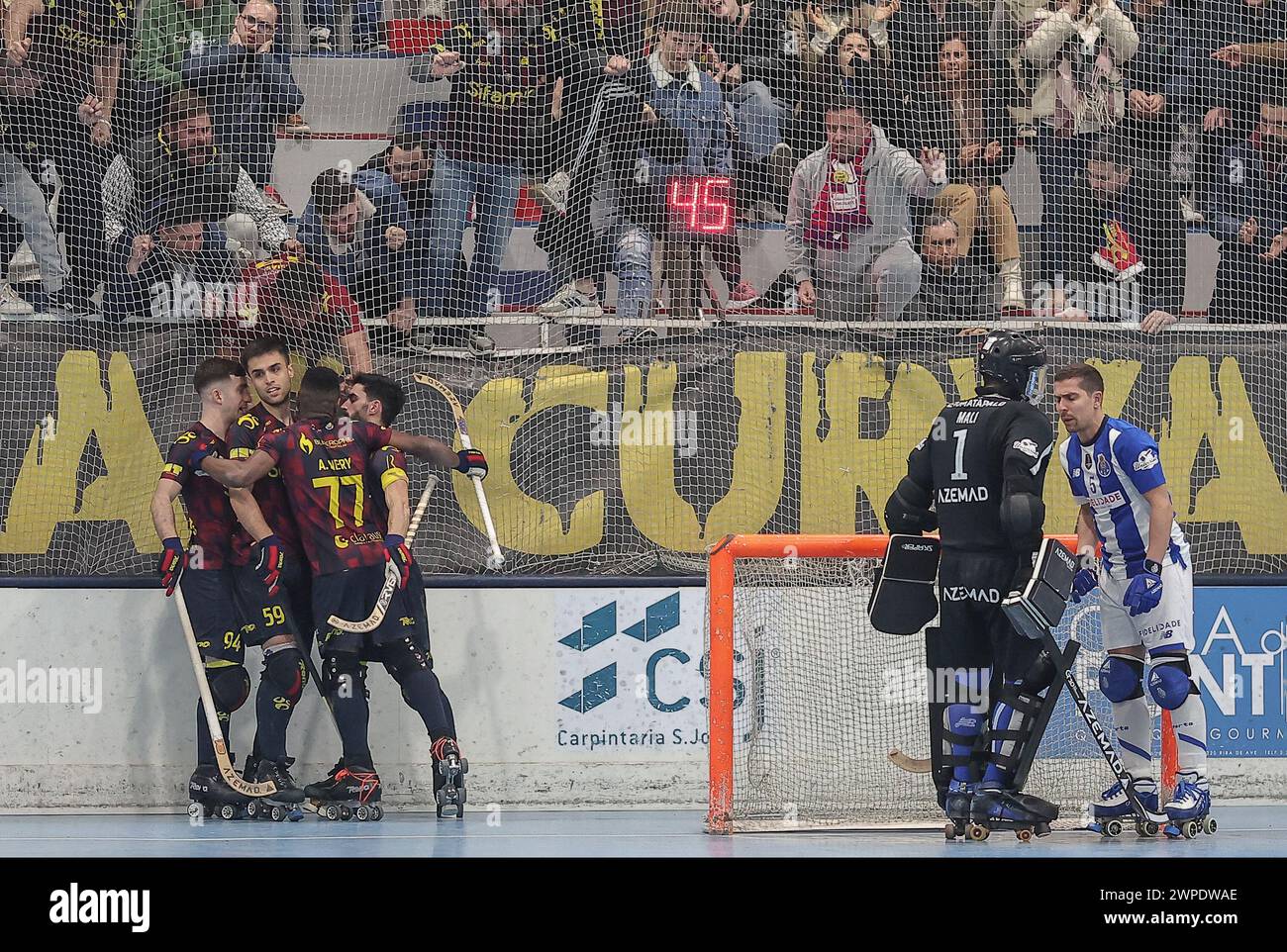 Vila Nova de Famalicão, 03/06/2024 - Riba d'Aveospitato il Fud Futebol Clube do Porto questa sera al Pavilhão do Parque das Tílias - Riba d'an il Roundound di 16 partite della Coppa del Portogallo, stagione 2023/24. Pedro Silva celebra l'obiettivo. (Miguel Pereira/Global Imagens) credito: Atlantico Press/Alamy Live News Foto Stock