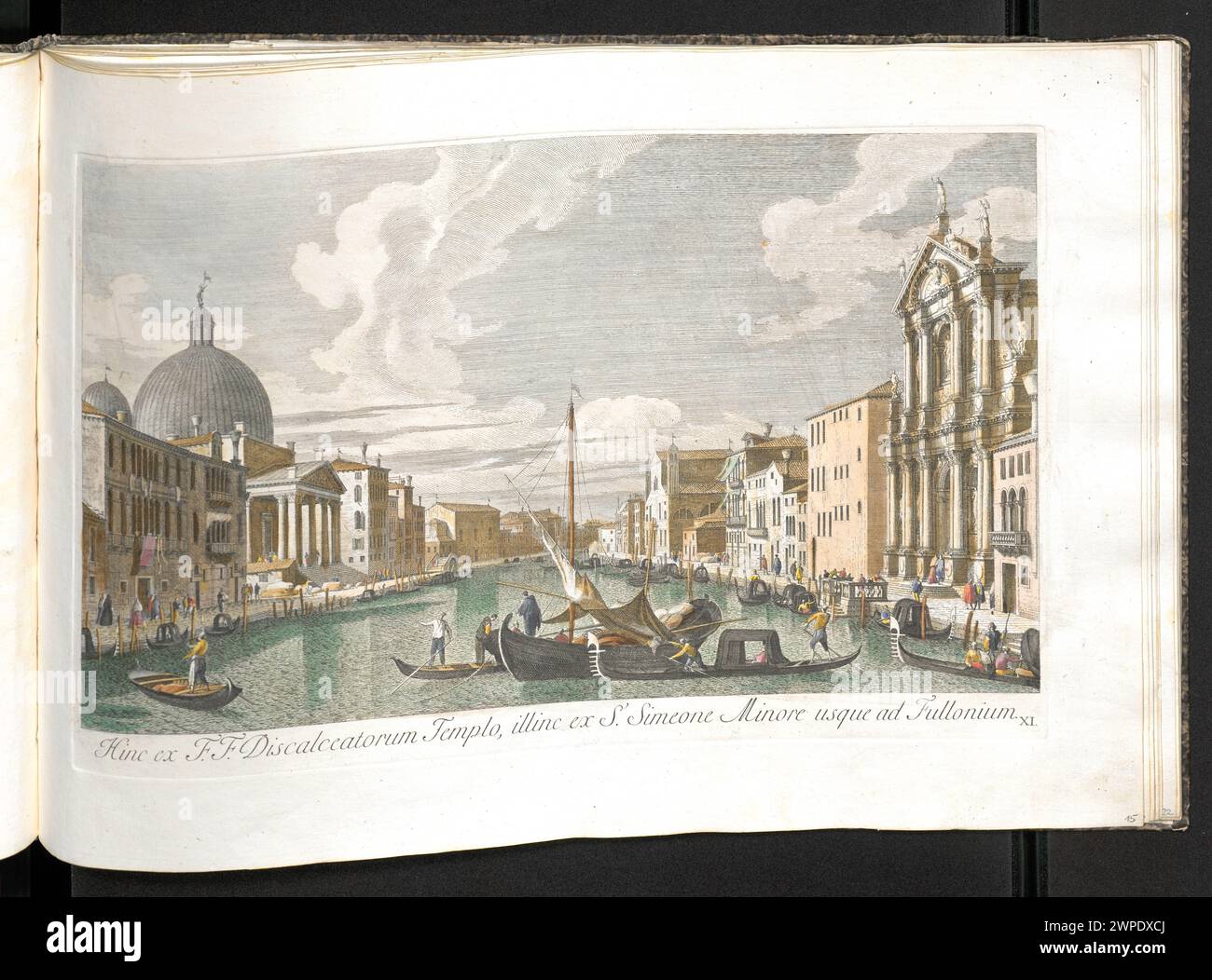 Vista del Canal grande all'altezza di San Simeone piccolo, in: urbis venetiarum prospectus celebrose ex antonia Canal tabulis xl aere expressi ab Antonio Visentini; Visentini, Antonio (1688-1782), Canaletto (1697-1768), Viero, Teodoro (Venezia; Editore; CA 1750-1819); 1735-1800 (1742-00-00-1742-00-00-00);Venezia (Italia), Italia (Stato), album, gondole, grafica italiana, canali, chiese (architetto), paesaggi urbani, grafica riproduttiva, staffetta, weduty, italiano (cultura), barche Foto Stock