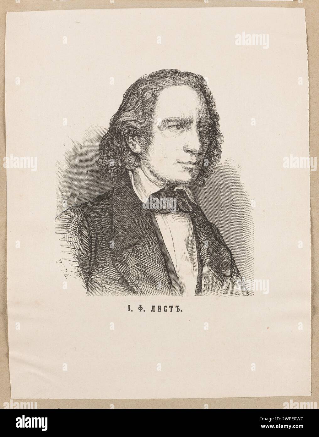 Ritratto di Franciszek Liszt creato da Bude tra il 1852 e il 1856, raffigurante il compositore in abbigliamento ottocentesco. Foto Stock