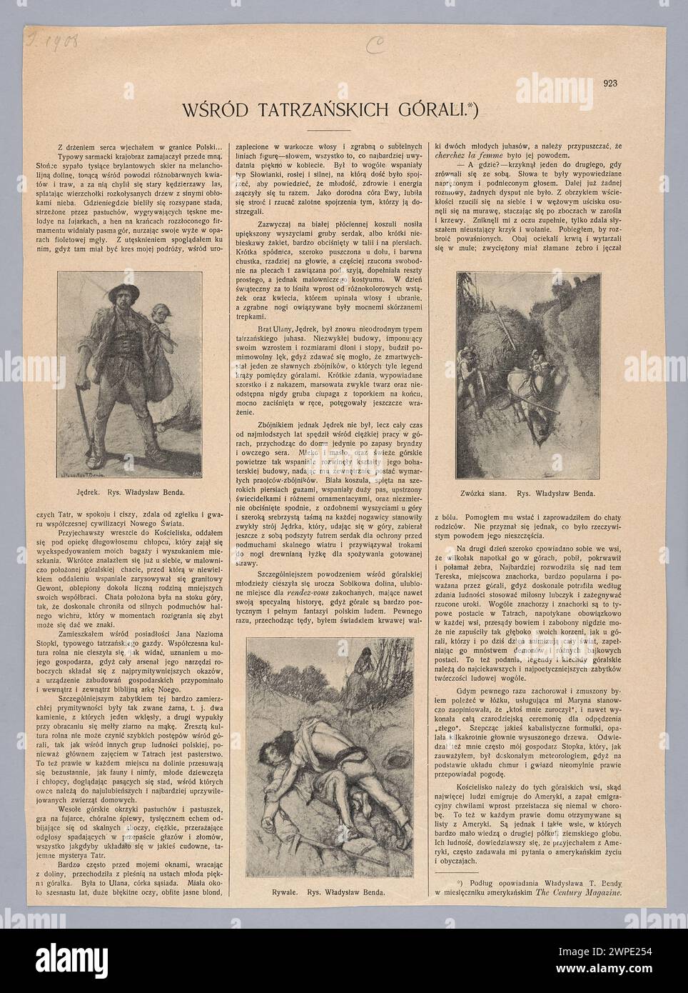 Riproduzioni di disegni: W Adys Aw Teodor Benda (1873-1948), 1. J Drek; 2. sollevamento del fieno; 3. Rivals; Z: 'Tygodnik Illustrowany' 1908, No. 46 (14 novembre), p. 923; Wierzbicki B. e S-ka (Varsavia; Graphic Zaki; 1897-1944), Tygodnik Ilustrowany (Varsavia; rivista; 1859-1939); 1908 (1873-00-00-1898-00-00); Foto Stock