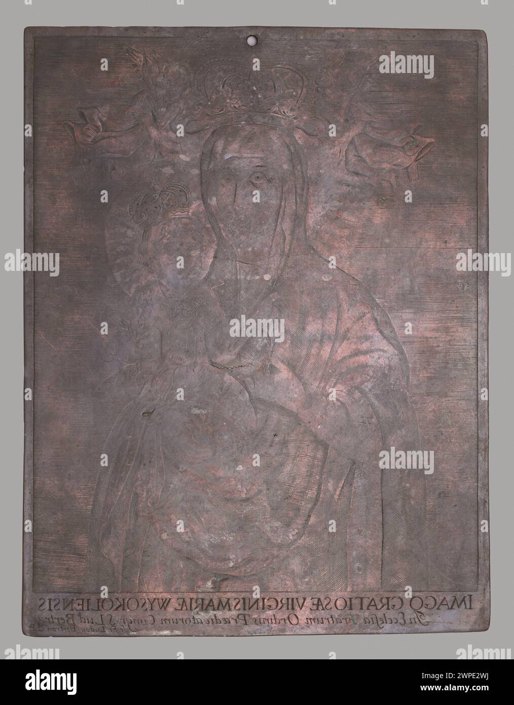 Recto: L'immagine della miracolosa immagine della Vergine Maria; verso: Frammento della composizione con lo stemma Jastrz Bertrand, Ludwik (domenicano; FL. CA 1705), inizio XVIII secolo (recto); prima del 1706 (verso) (1681-00-00-00-1706-00-00-00); Foto Stock
