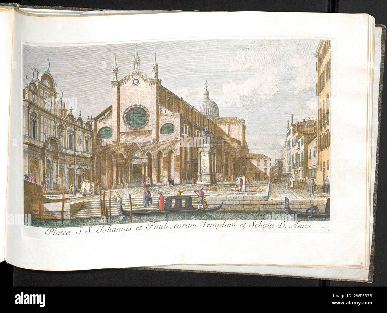 Santi Giovanni e Paolo e Scuola grande di San Marco, in: Urbis Venetiarum prospectus celebriores ex antonii Canal tabulis xl aere expressi ab antonio Visentini; Visentini, Antonio (1688-1782), Canaletto (1697-1768), Viero, Teodoro (Venezia; Editore; CA 1750-1819); 1735-1800 (1742-00-00-1742-00-00-00);Venezia (Italia), Italia (Stato), album, gondole, grafica italiana, canali, chiese (architetto), paesaggi urbani, piazze, grafica riproduttiva, scuole, relè, Weduty, italiano (cultura), barche Foto Stock