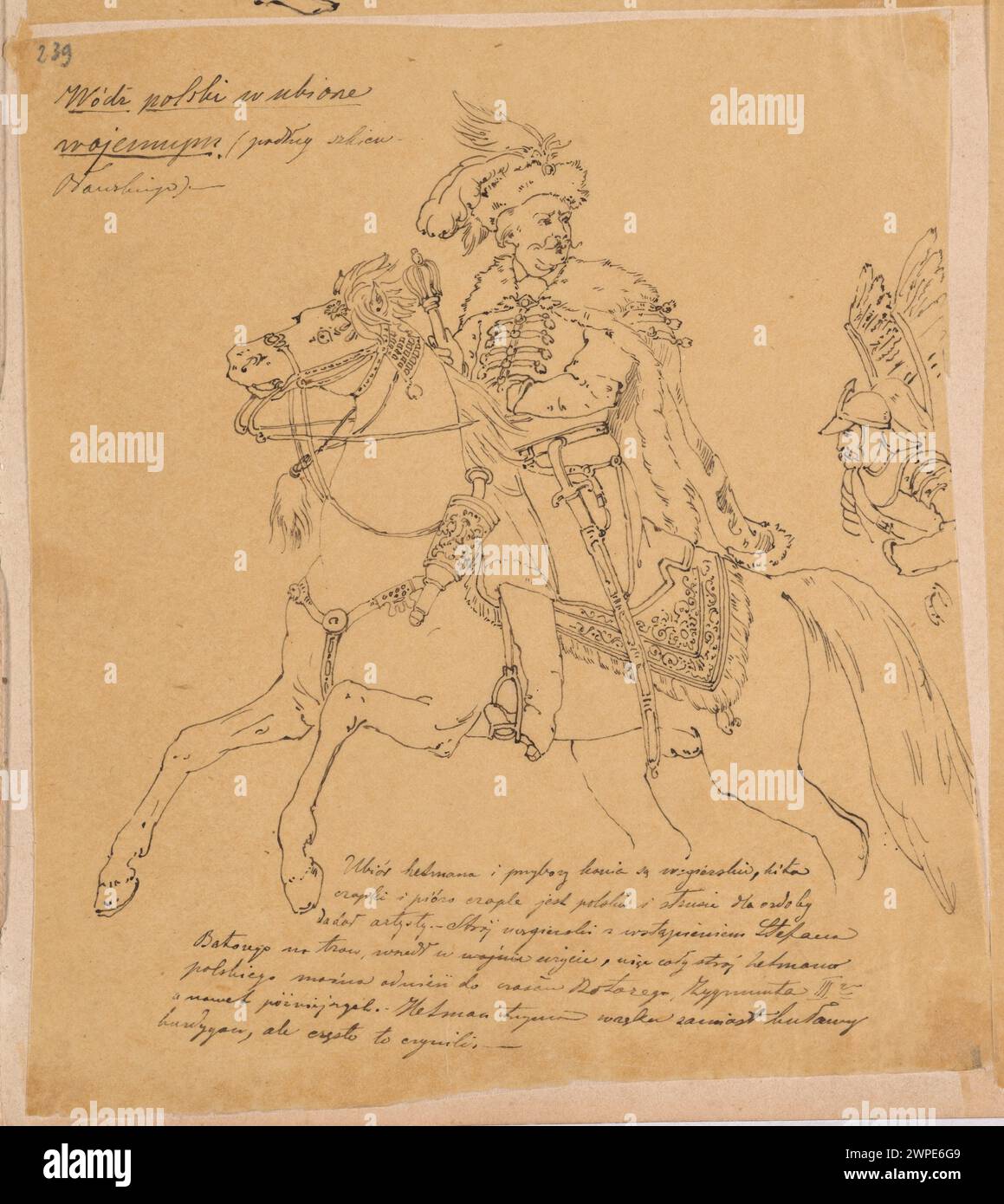 Raffigurazione di un etman polacco che indossa abiti militari del XVII secolo e insegne, illustrata da Władysław Czachórski nel 1870. Foto Stock