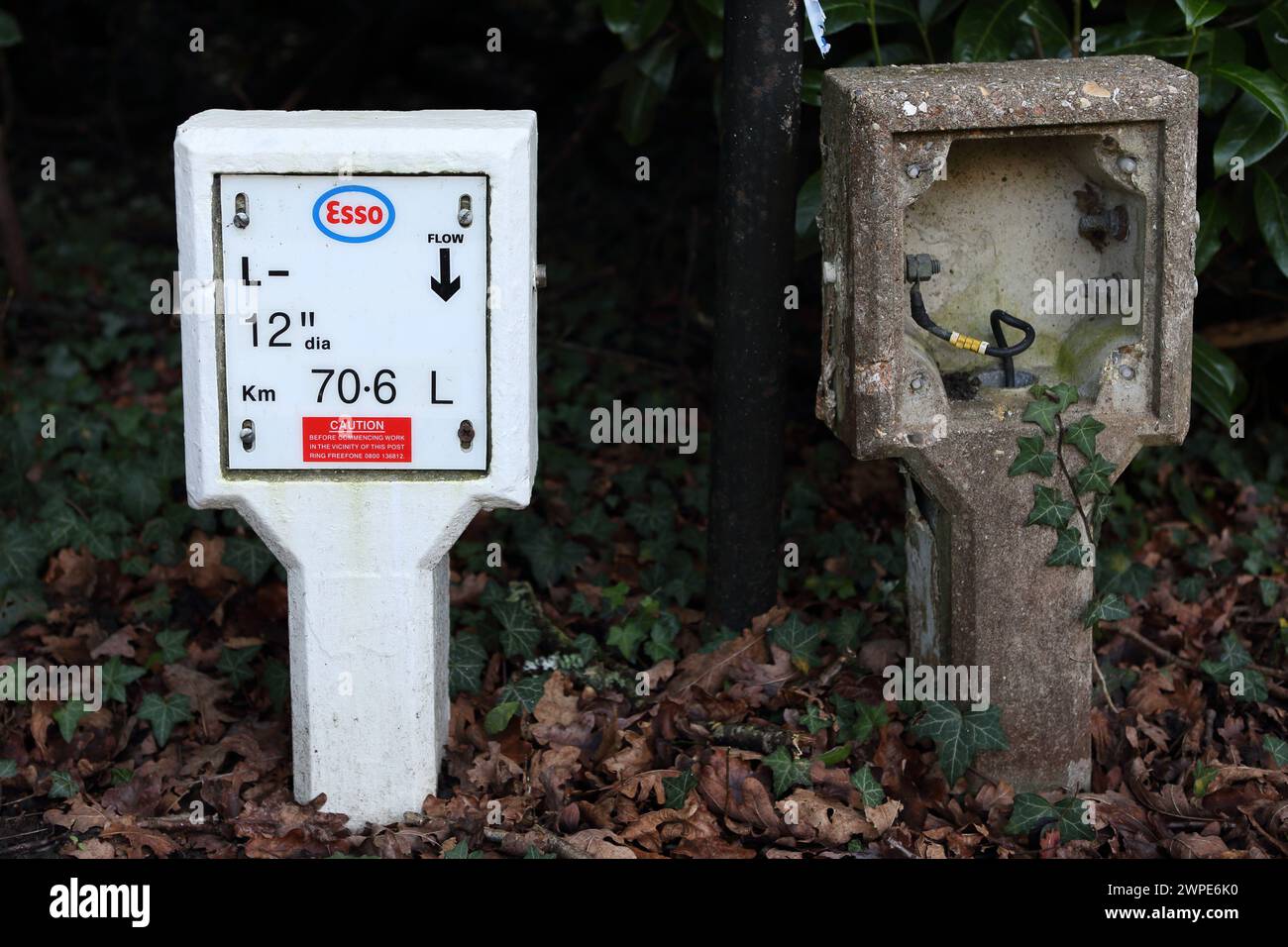 Stazione di segnalazione per gasdotti esso Aviation in Farnborough Road, Farnborough, Hampshire, Regno Unito da Southampton a Londra progetto di gasdotti Foto Stock