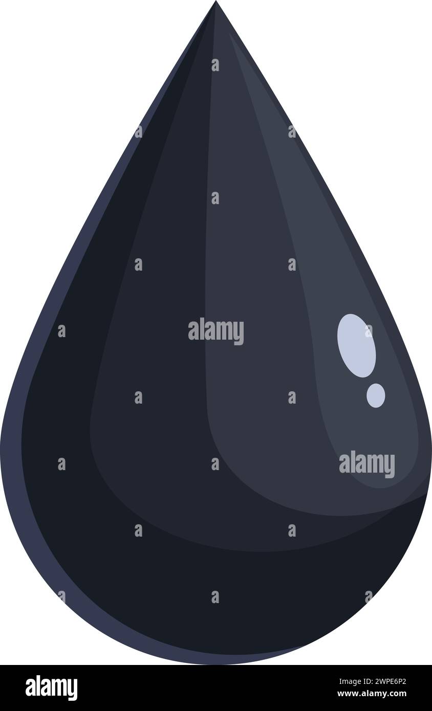 Vettore cartoni animati con icona goccia di olio nera. Trivellazione di energia marina. Benzina naturale marittima Illustrazione Vettoriale