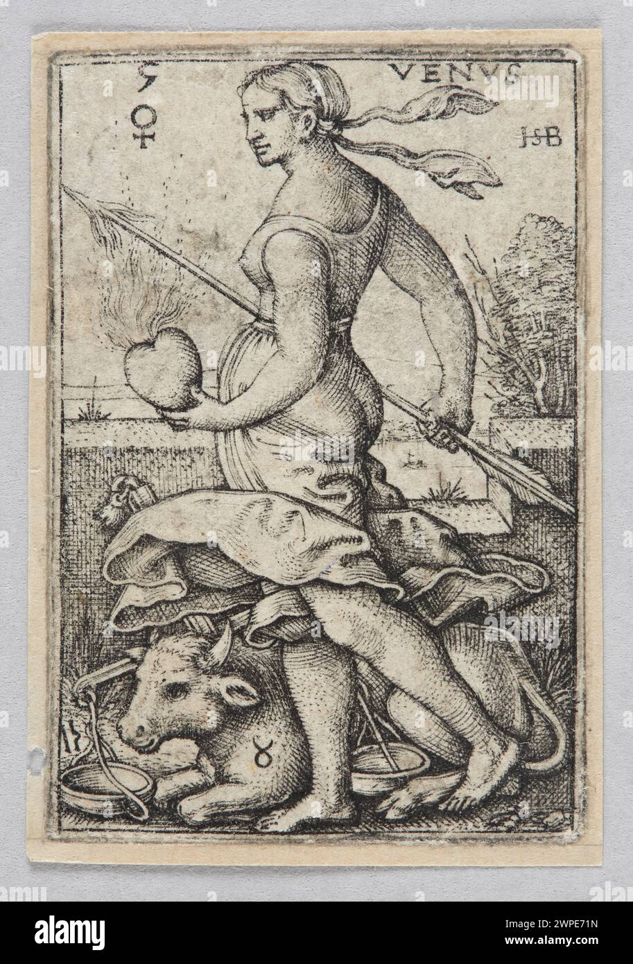 Incisione di Venere dalla serie di Sebald Beham "sette pianeti", creata nel 1539. Foto Stock