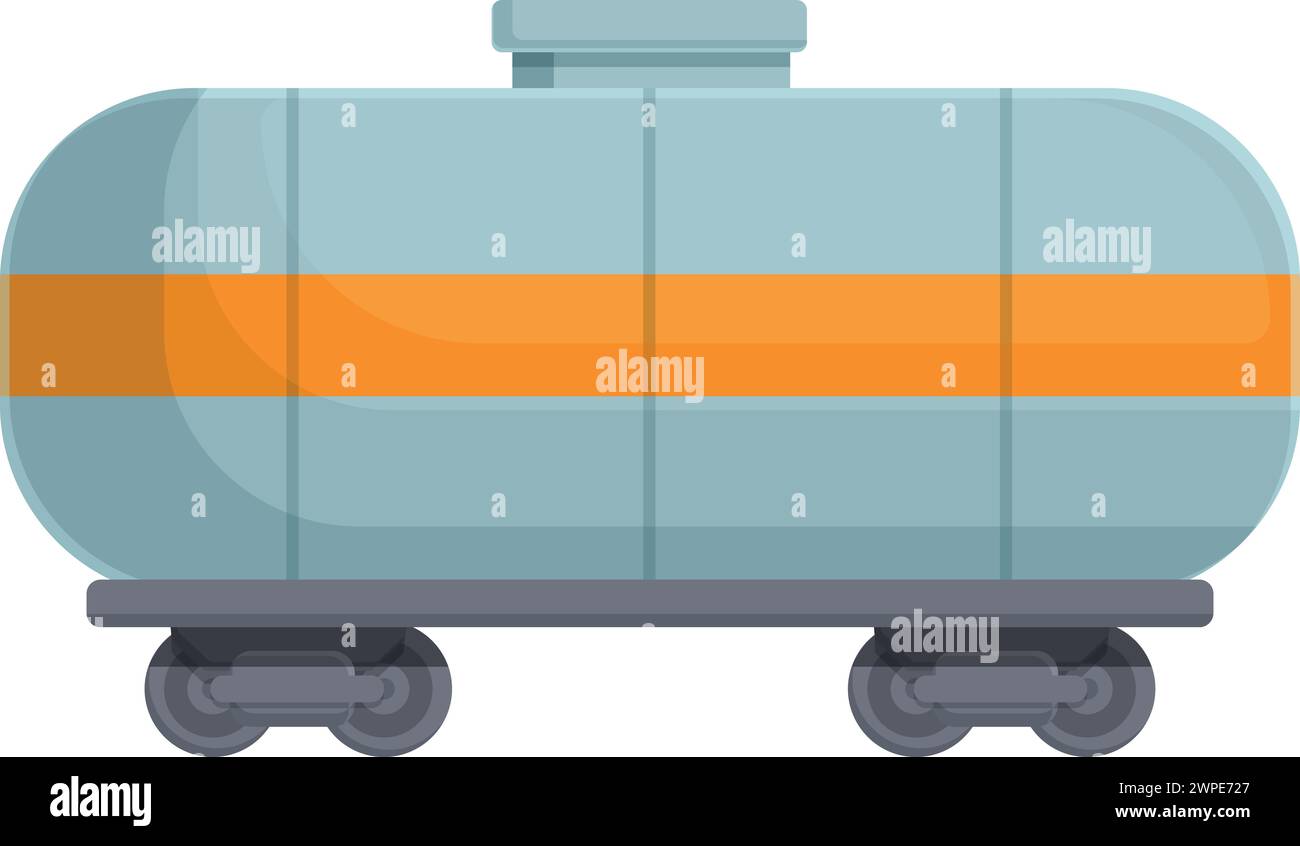 Carro armato icona benzina vettore cartoni animati. Benzina per trasporto ferroviario. Struttura dell'energia elettrica dell'impianto Illustrazione Vettoriale