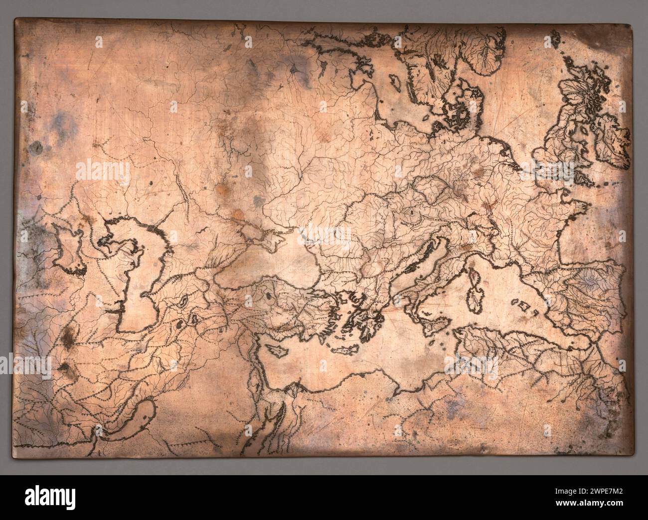 Mappa dell'Europa creata da Joachim Lelewel nel 1822, che mostra confini politici, paesi, città e caratteristiche geografiche dei primi anni del XIX secolo. Foto Stock
