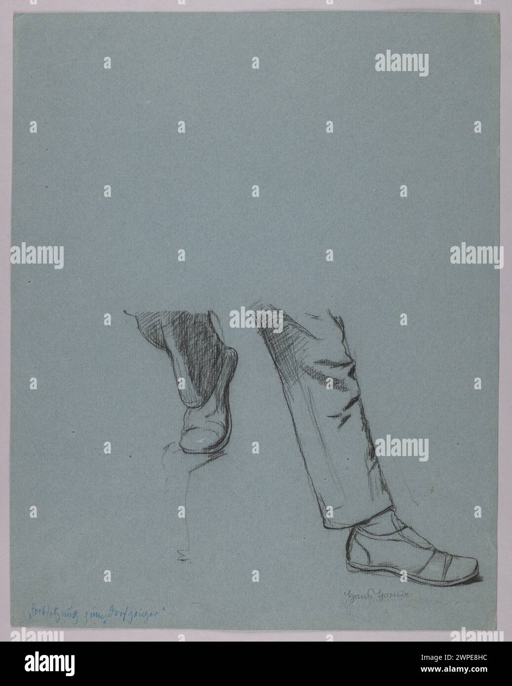 Studio di Hans Thoma incentrato sulle gambe di una figura, intitolata "Merk", creato intorno al 1871, enfatizzando l'anatomia e la postura. Foto Stock