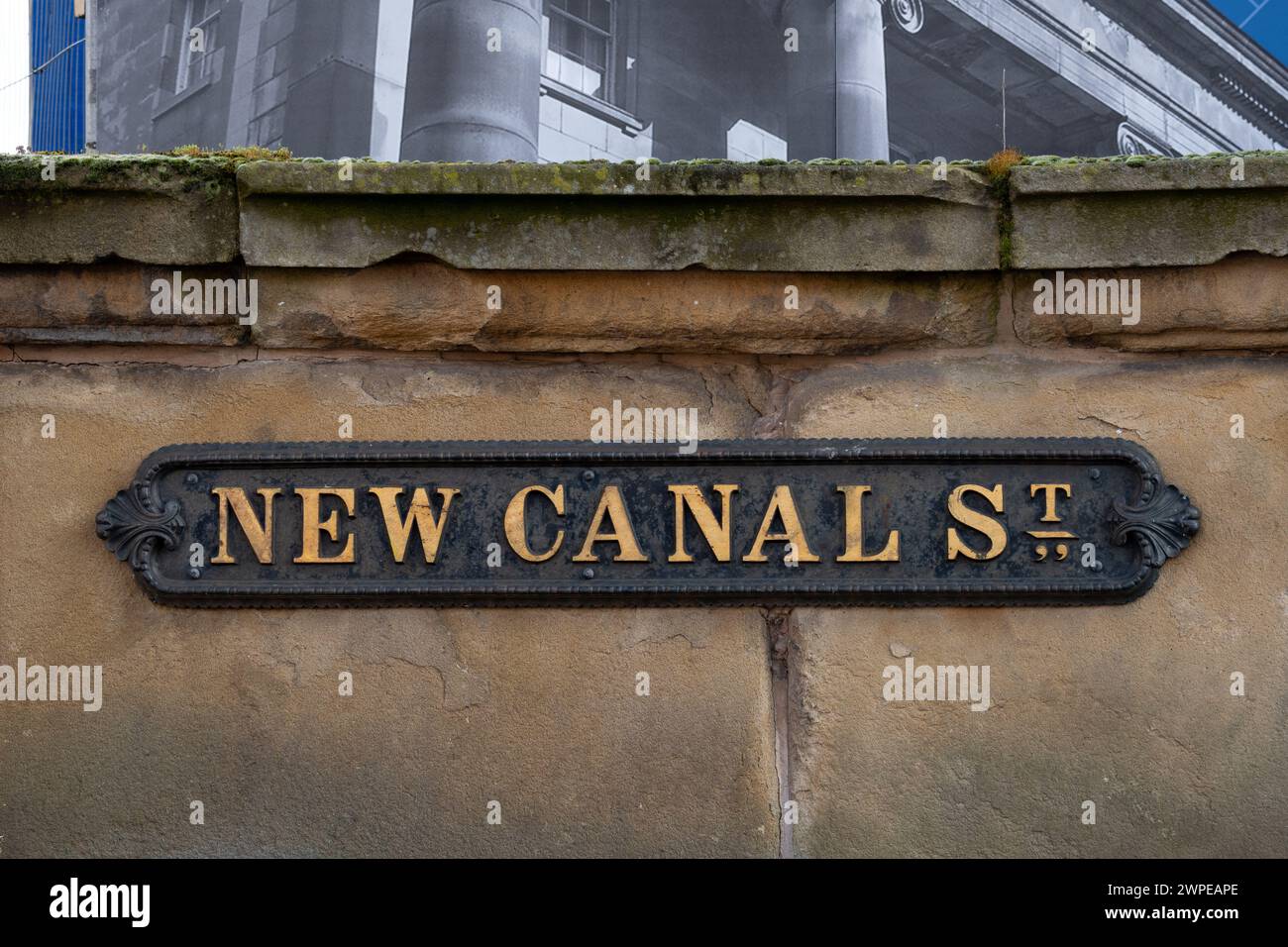Cartello di New Canal St., Birmingham, West Midlands, Inghilterra, Regno Unito Foto Stock