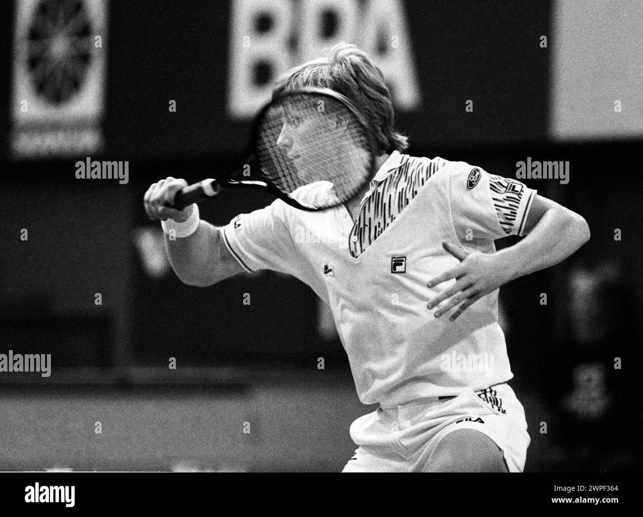 BORIS BECKER Germania tennista allo Stockholm Open Foto Stock