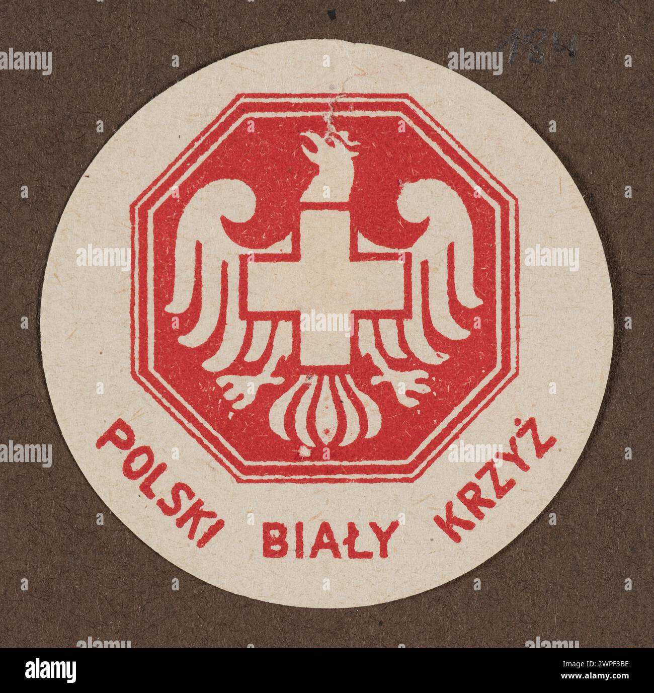 Stampa del caso del 1919 che mostra un'aquila bianca con una croce bianca sul petto, che rappresenta la croce bianca polacca (1918-1946). Foto Stock