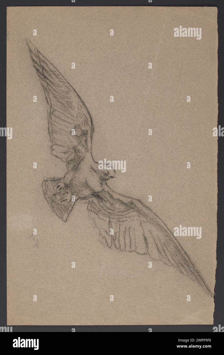 Dipinto di Hans Thoma, 1890-1900, raffigurante un'aquila in volo su un paesaggio naturale. Foto Stock