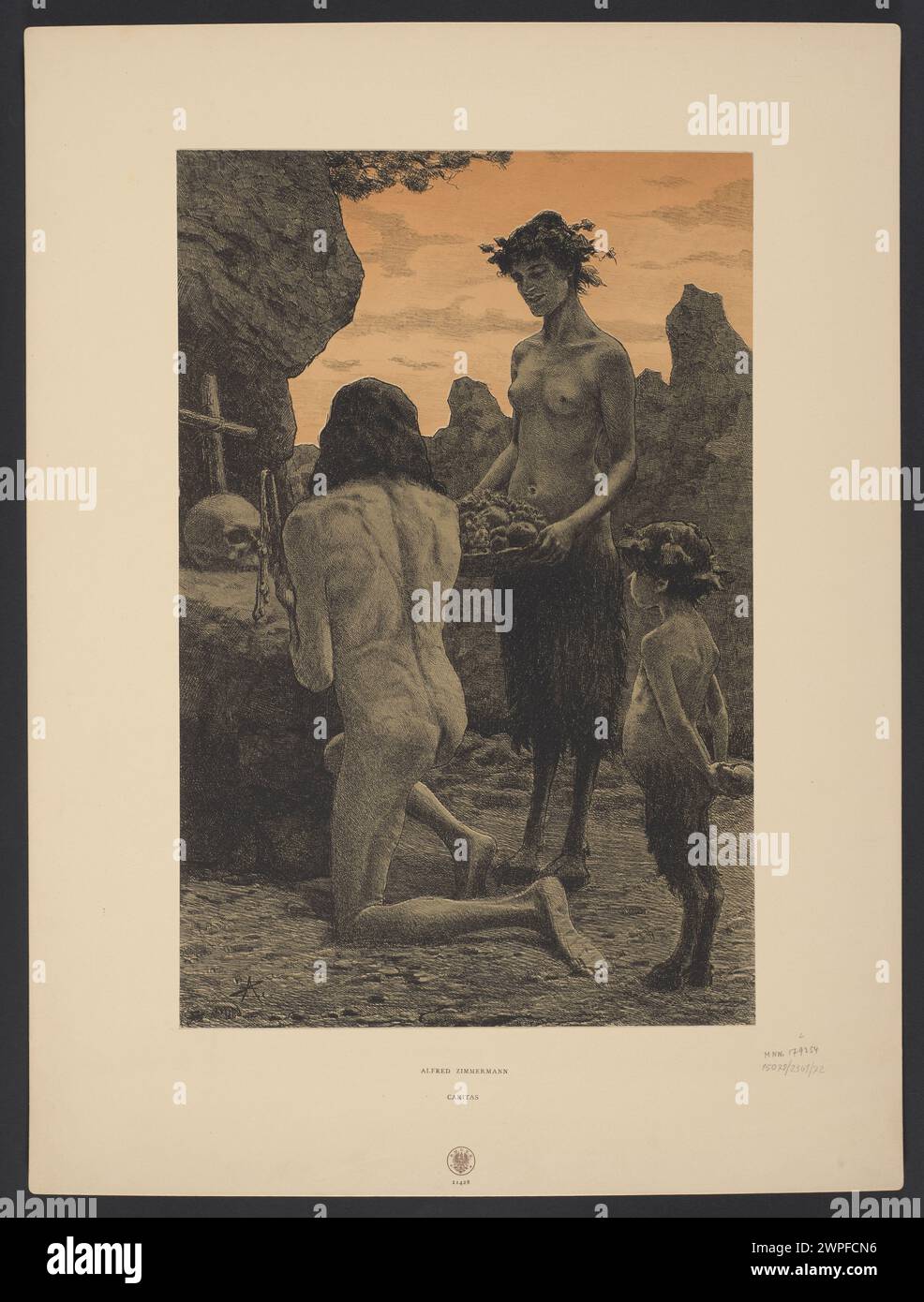 Illustrazione di Alfred Zimmermann raffigurante una rappresentazione satirica di fronte agli abitanti del villaggio, creata nel 1900-1901. Foto Stock