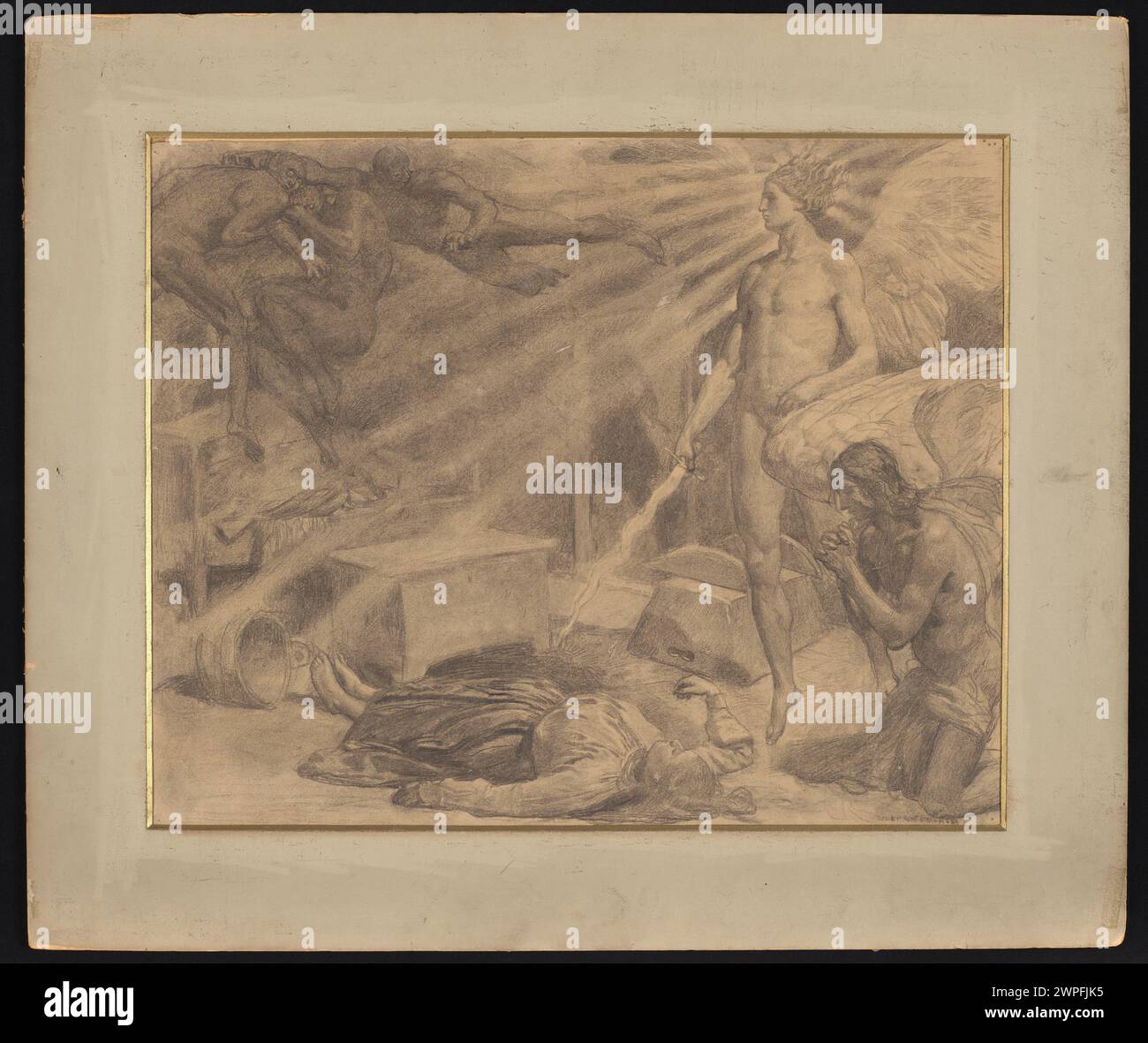 Illustrazione di Józef Care (1901) per gli "schizzi a Glem" di Henryk Sienkiewicz, raffiguranti personaggi, paesaggi e scene narrative. Foto Stock