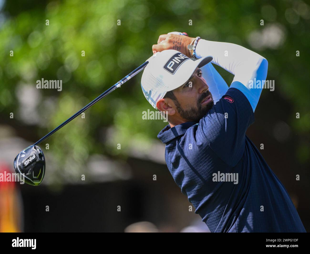 Orlando, Florida, Stati Uniti. 7 marzo 2024. Matthieu Pavon di Francia sul primo tee durante il primo round dell'Arnold Palmer Invitational presentato da Mastercard tenutosi all'Arnold Palmer's Bay Hill Club & Lodge di Orlando, Florida. Romeo T Guzman/CSM/Alamy Live News Foto Stock