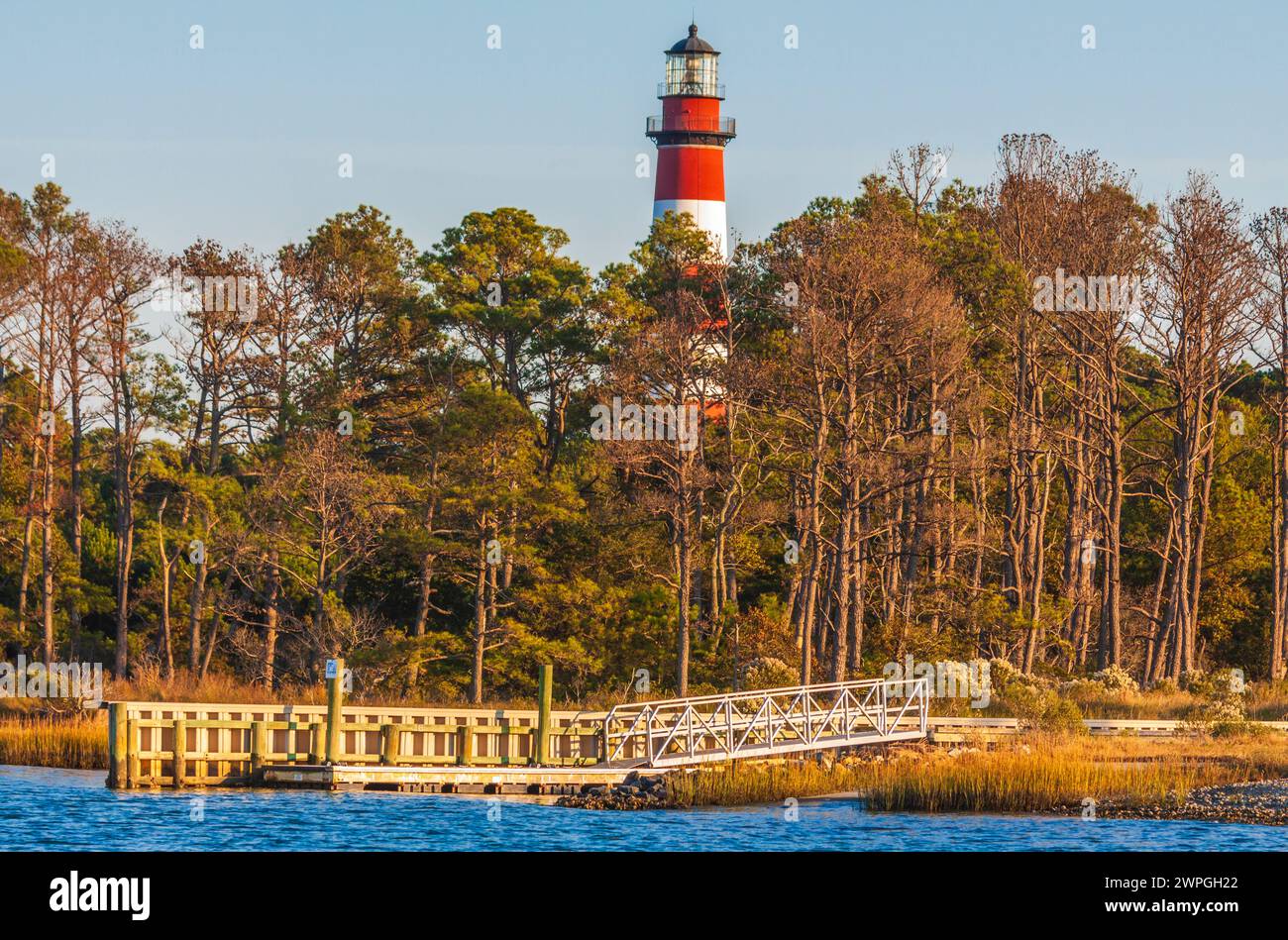 Assateague Faro, costruito nel 1867, sul Assateague Island sul litorale orientale della Virginia. Foto Stock