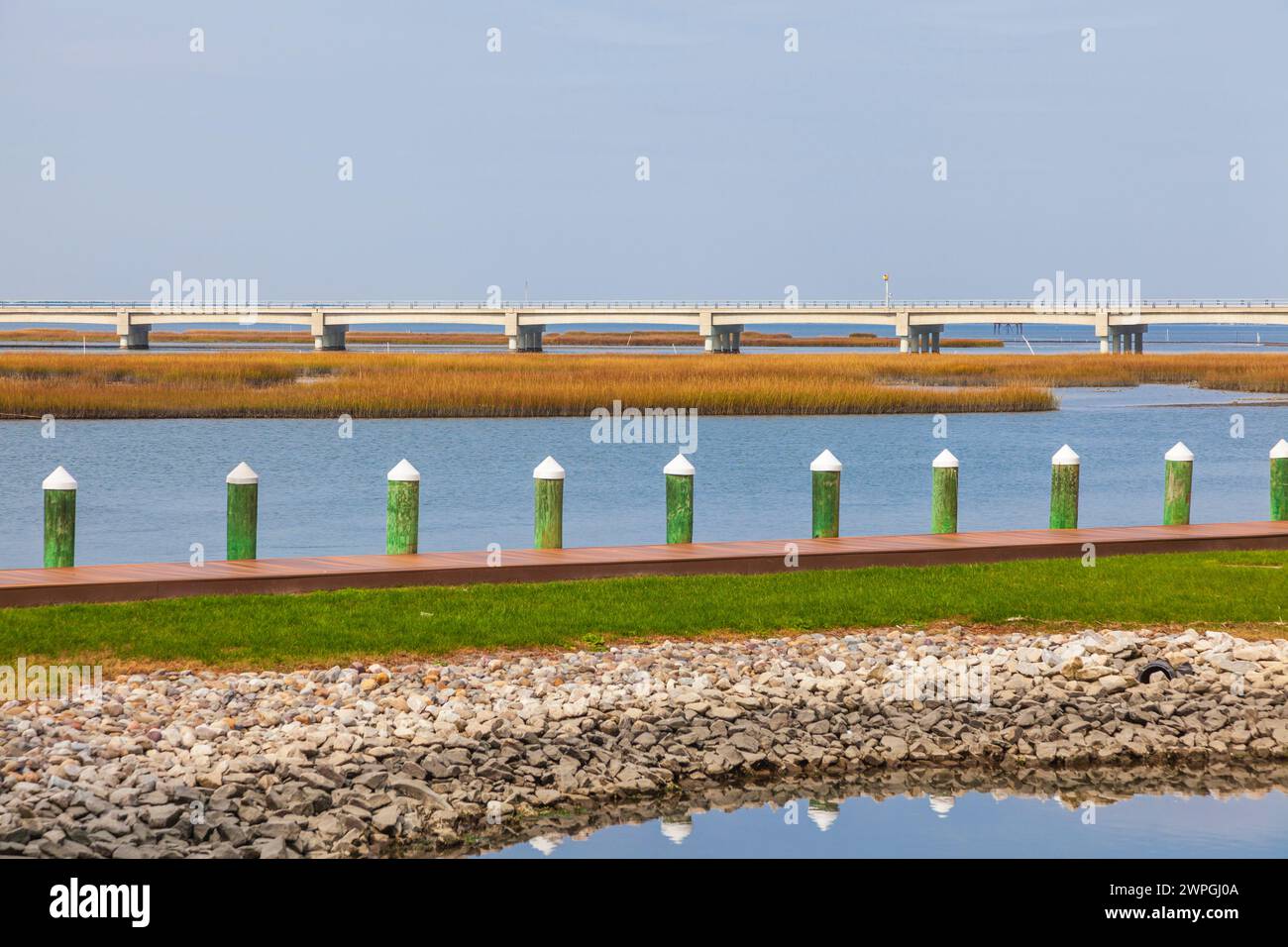 Ponte per Chincoteague Island sulla costa orientale della Virginia. Foto Stock