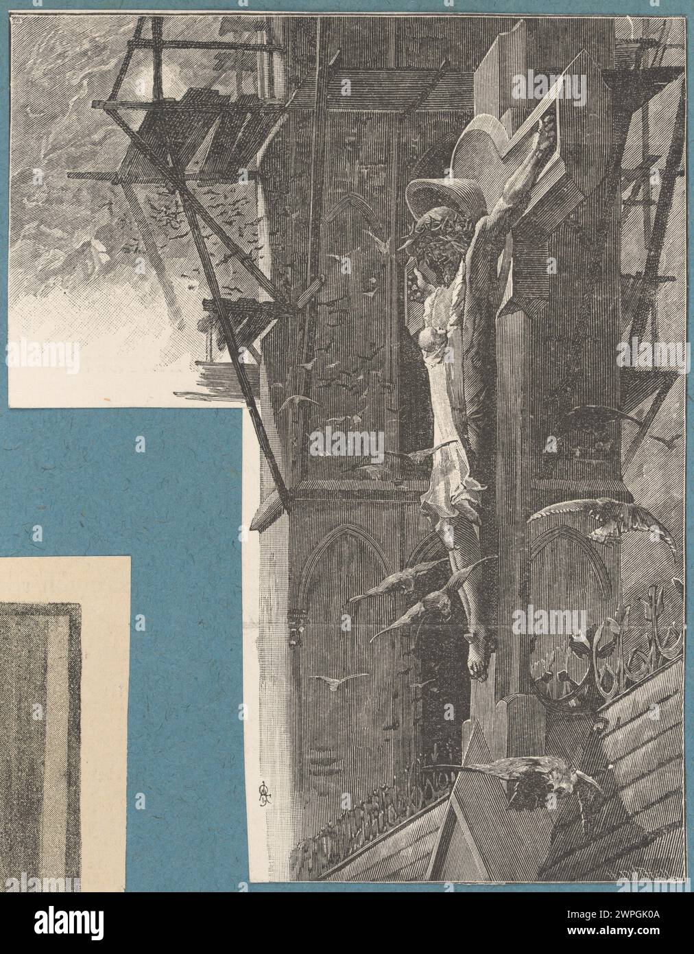 Illustrazione della figura di Cristo sulla croce, creata da Ippolita costante Dutheil nel 1889, che mostra una raffigurazione religiosa della crocifissione. Foto Stock