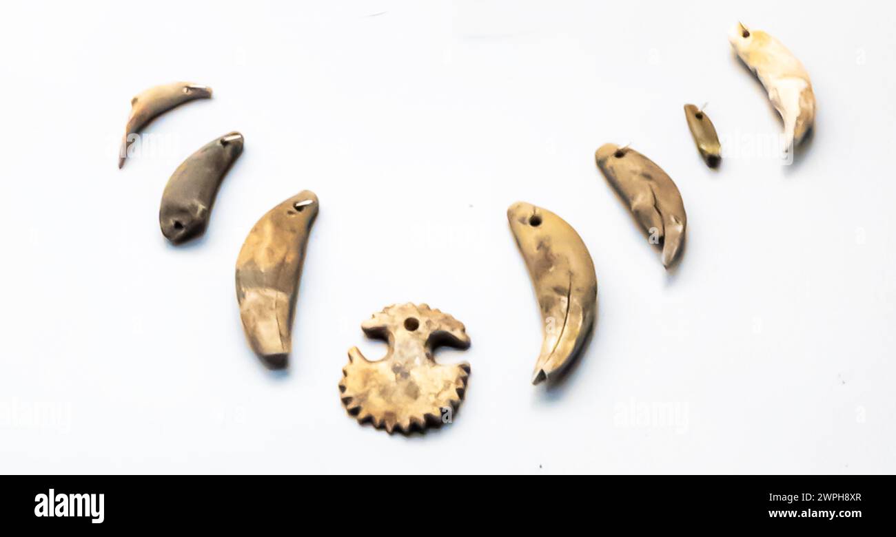 Ciondolo, osso, intaglio, Arshaly Kazakistan, XVI-XV secolo a.C. Foto Stock Ciondolo, osso, intaglio, Arshaly Kazakistan, XVI-XV secolo a.C. Foto Stock