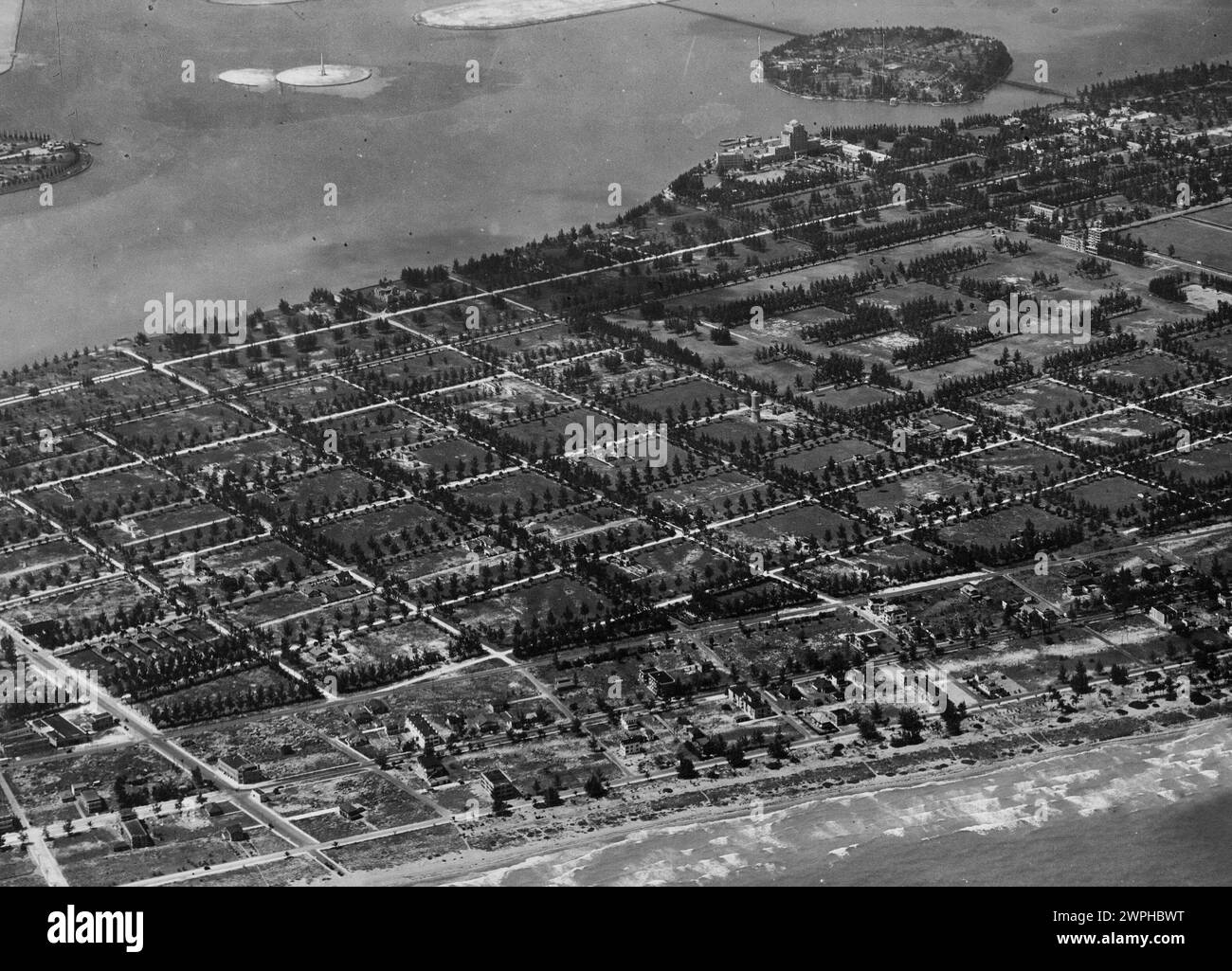 Vista aerea di Ocean Beach, Miami, Florida 1926 Foto Stock