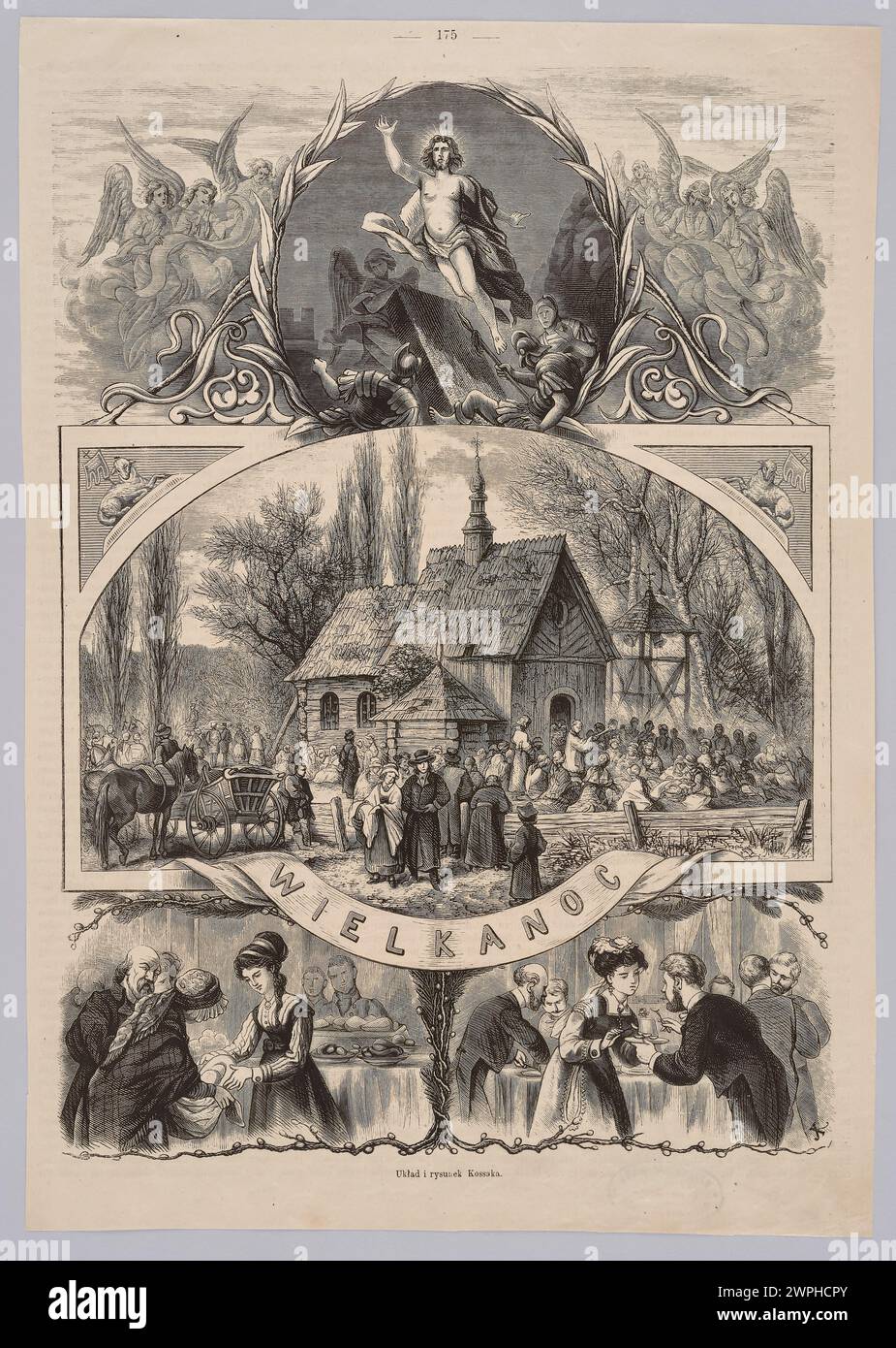 Un'illustrazione di Pasqua pubblicata nell'edizione 1868 della rivista "Tygodnik Ilustrowany", creata da Juliusz Kossak. Foto Stock