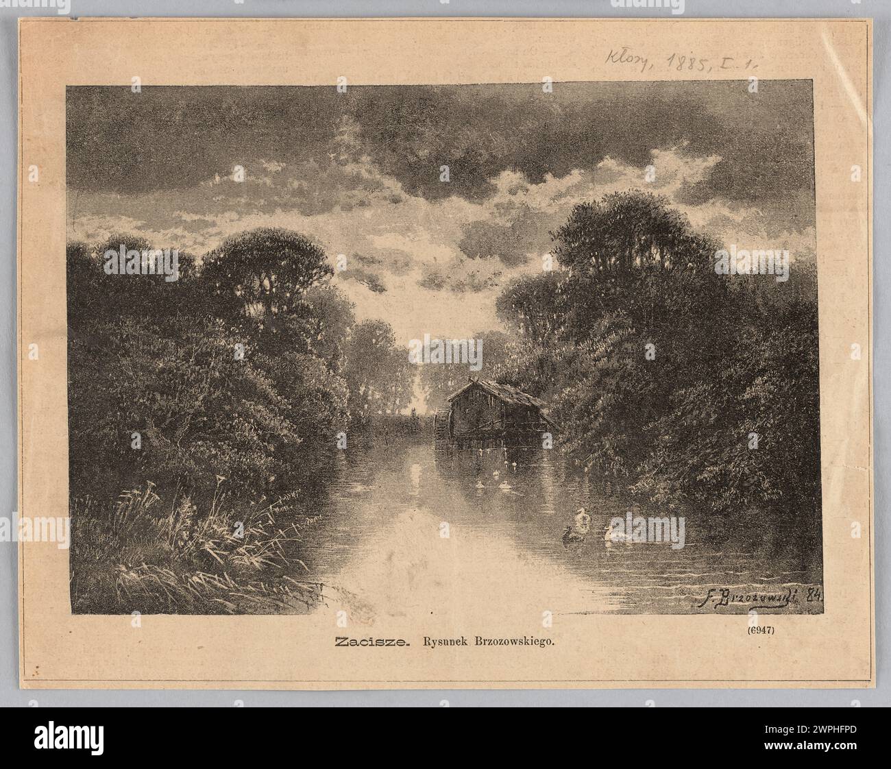 Illustrazione xilografica intitolata "Retreat" di Feliks Brzozowski, pubblicata a Kłosy nel 1885. Foto Stock