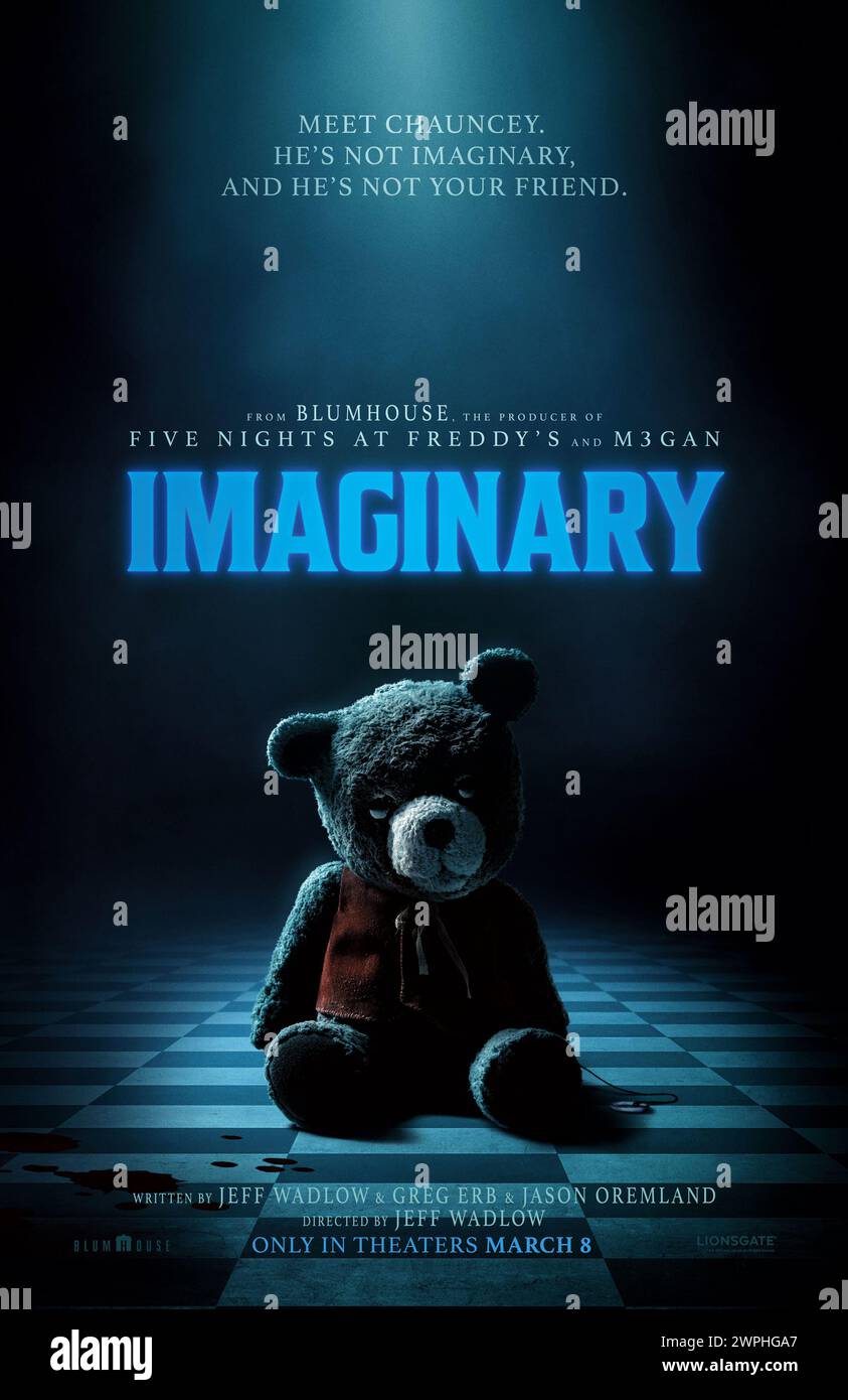 DATA DI RILASCIO: 8 marzo 2024. TITOLO: Immaginario. STUDIO: Lionsgate. DIRETTORE: Jeff Wadlow. TRAMA: Una donna torna nella sua casa d'infanzia per scoprire che l'amico immaginario che ha lasciato è molto reale e infelice di averlo abbandonato. PROTAGONISTA: Bear poster art. (Immagine di credito: © Lionsgate/Entertainment Pictures/ZUMAPRESS.com) SOLO PER USO EDITORIALE! Non per USO commerciale! Foto Stock