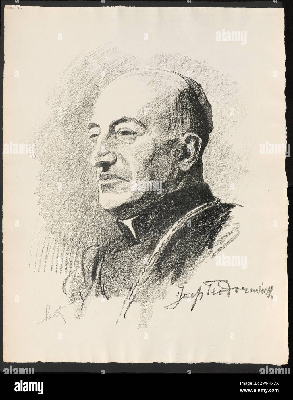 Ritratto dell'Arcivescovo Józef Teodorowicz; Lentz, Stanis AW (1861-1920), Cotty, Jan (Varsavia; stampa e litografica Zak 1919 (1919-00-00-1919-00-00);Sejm legislativo (1919-1922), Teodorowicz, Józef Teofil (1864-1938), Teodorowicz, Józef Teofil (1864-1938)-iconografia, Witke-Jeżewski, Dominik (1862-1944), Witke-Jeżewski, Dominik (1862-1944 ) - collezione, arcivescovi, dono (provenienza), grafica polacca, Polonia (cultura), busti, ritratti, ritratti di uomini, deputati Foto Stock