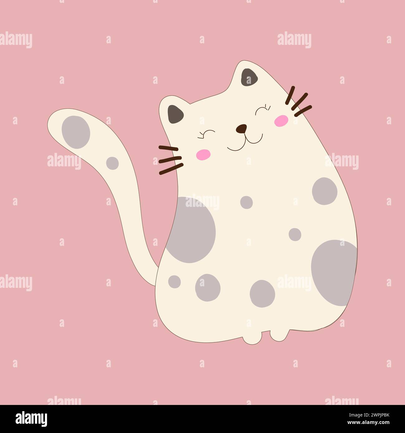 Carina icona di Kawaii Cat Illustrazione Vettoriale