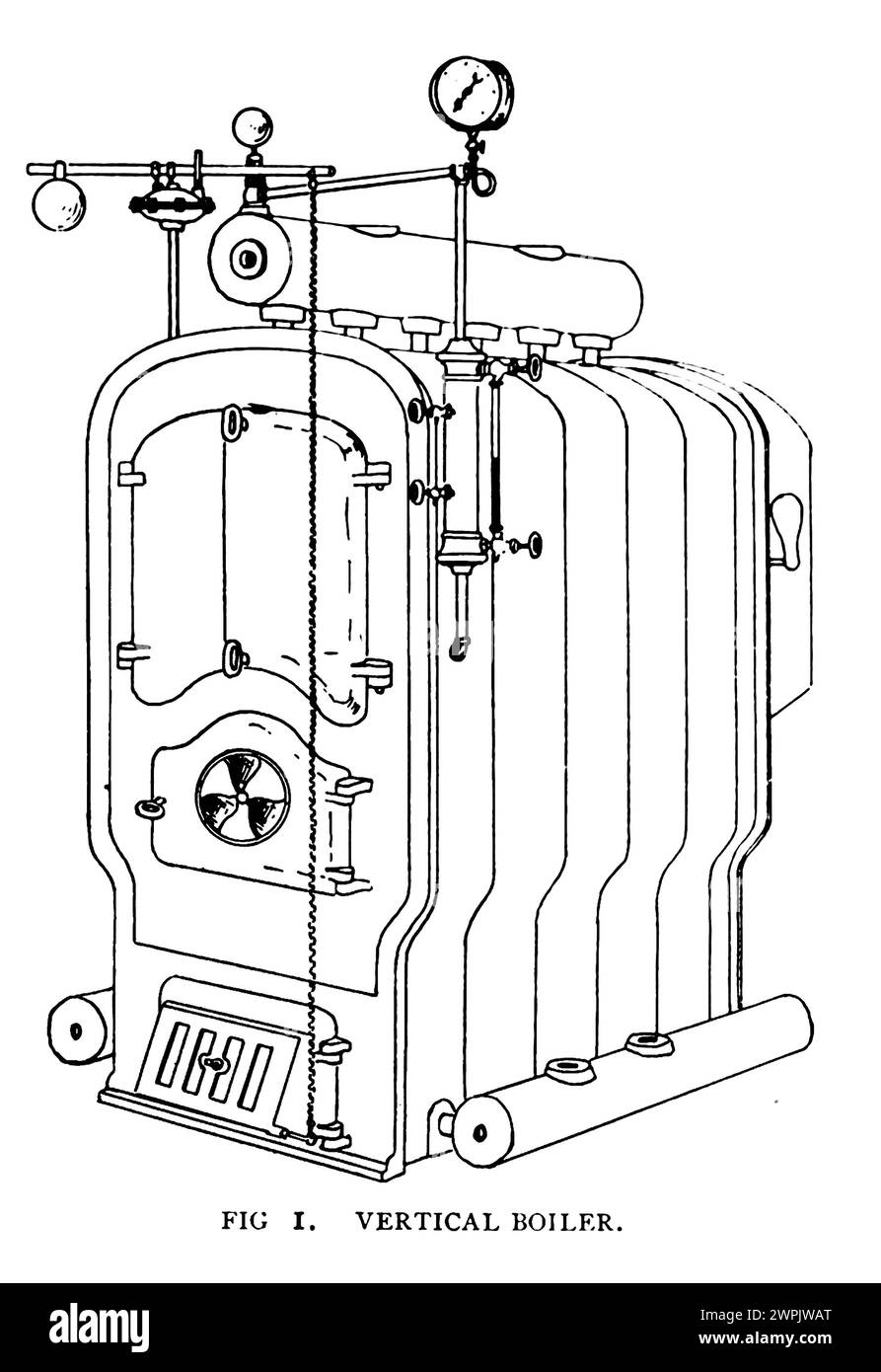 Caldaia verticale a partire dagli articoli SISTEMI E APPARECCHI PER RISCALDARE GLI EDIFICI A VAPORE. Di J. J. Blackmore. Dalla rivista Engineering dedicata al progresso industriale volume XV 1898 The Engineering Magazine Co Foto Stock