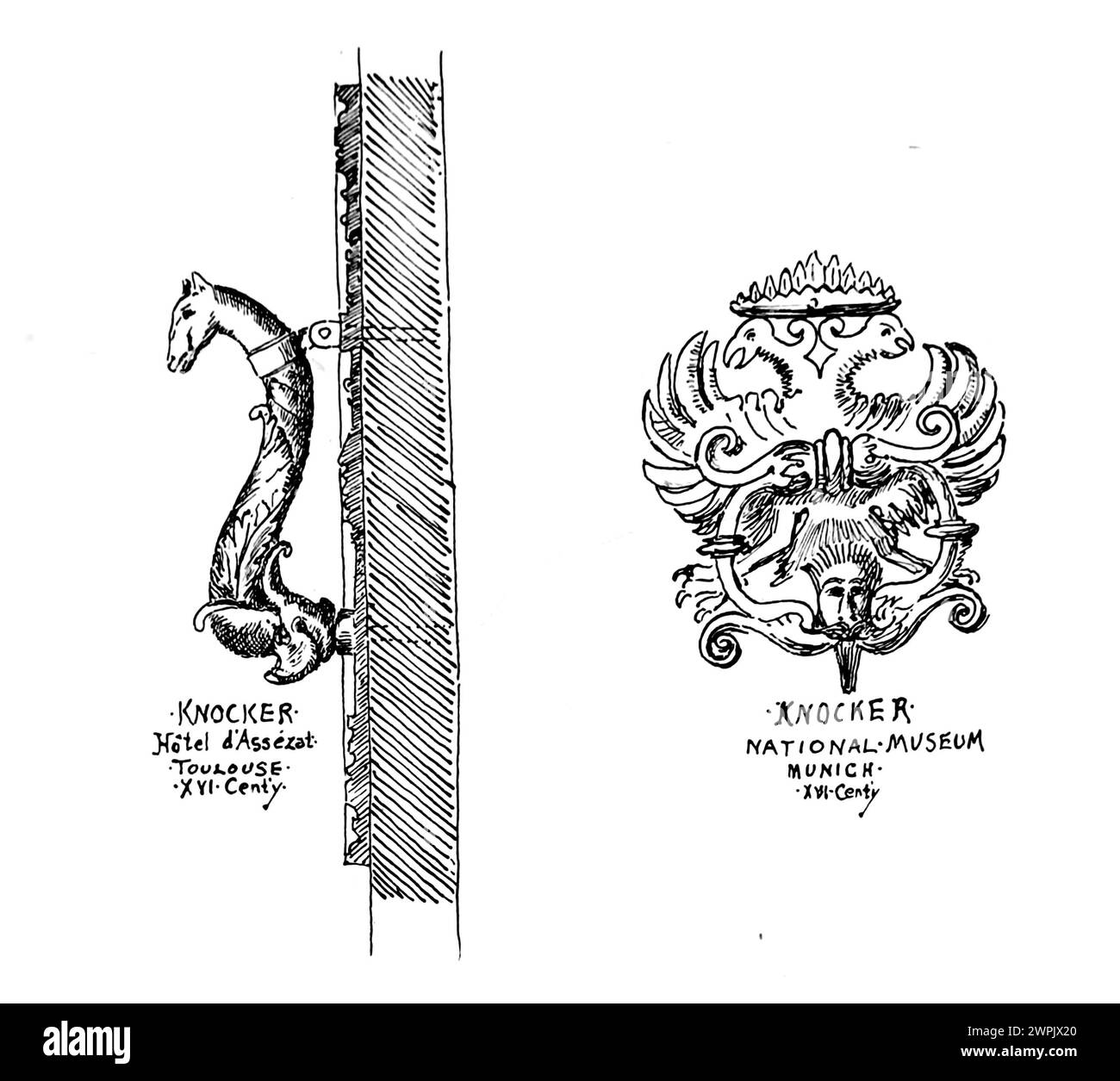 Battitori in ferro battuto dell'articolo ORNAMENTO ARCHITETTONICO IN FERRO BATTUTO. Di W. Martin Aiken. Dalla rivista Engineering dedicata al progresso industriale volume XV 1898 The Engineering Magazine Co Foto Stock