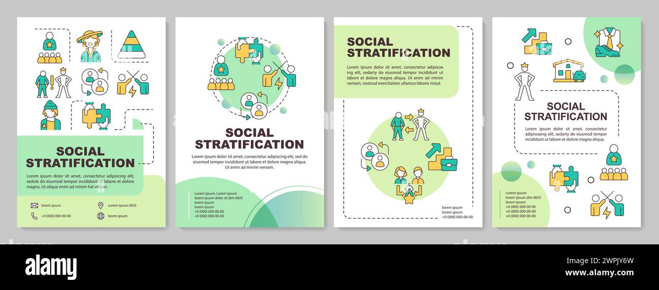 Modello di brochure verde sulla stratificazione sociale Illustrazione Vettoriale