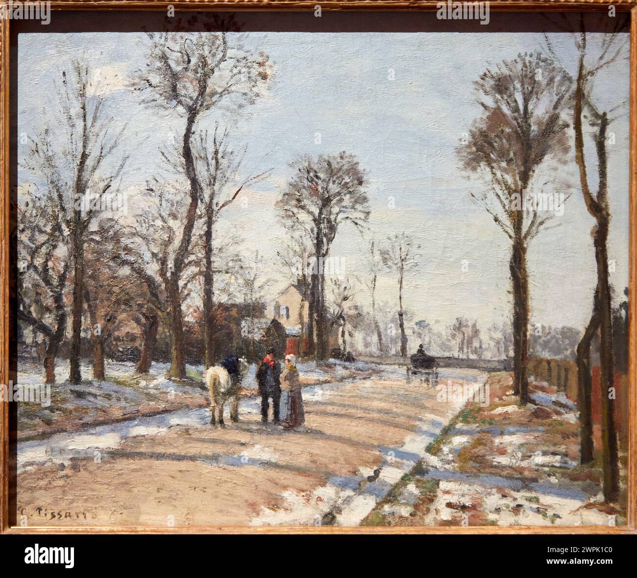 "Route de Versailles, Louveciennes, Winter Sun and Snow", 1870, Camille Pissarro (1830-1903), Museo Thyssen Bornemisza, Madrid, Spagna, Europa Foto Stock