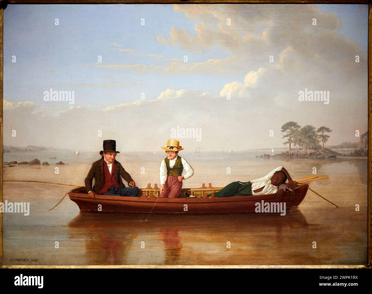 "Festa della pesca sul Long Island Sound al largo di New Rochelle", 1847, James Goodwin Clonney, Museo Thyssen Bornemisza, Madrid, Spagna, Europa Foto Stock