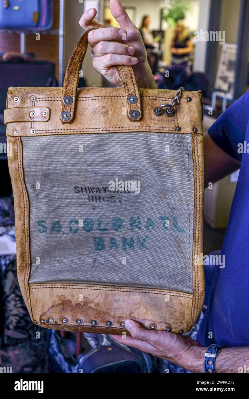 Vintage Transit cash, vecchia borsa per soldi Foto Stock