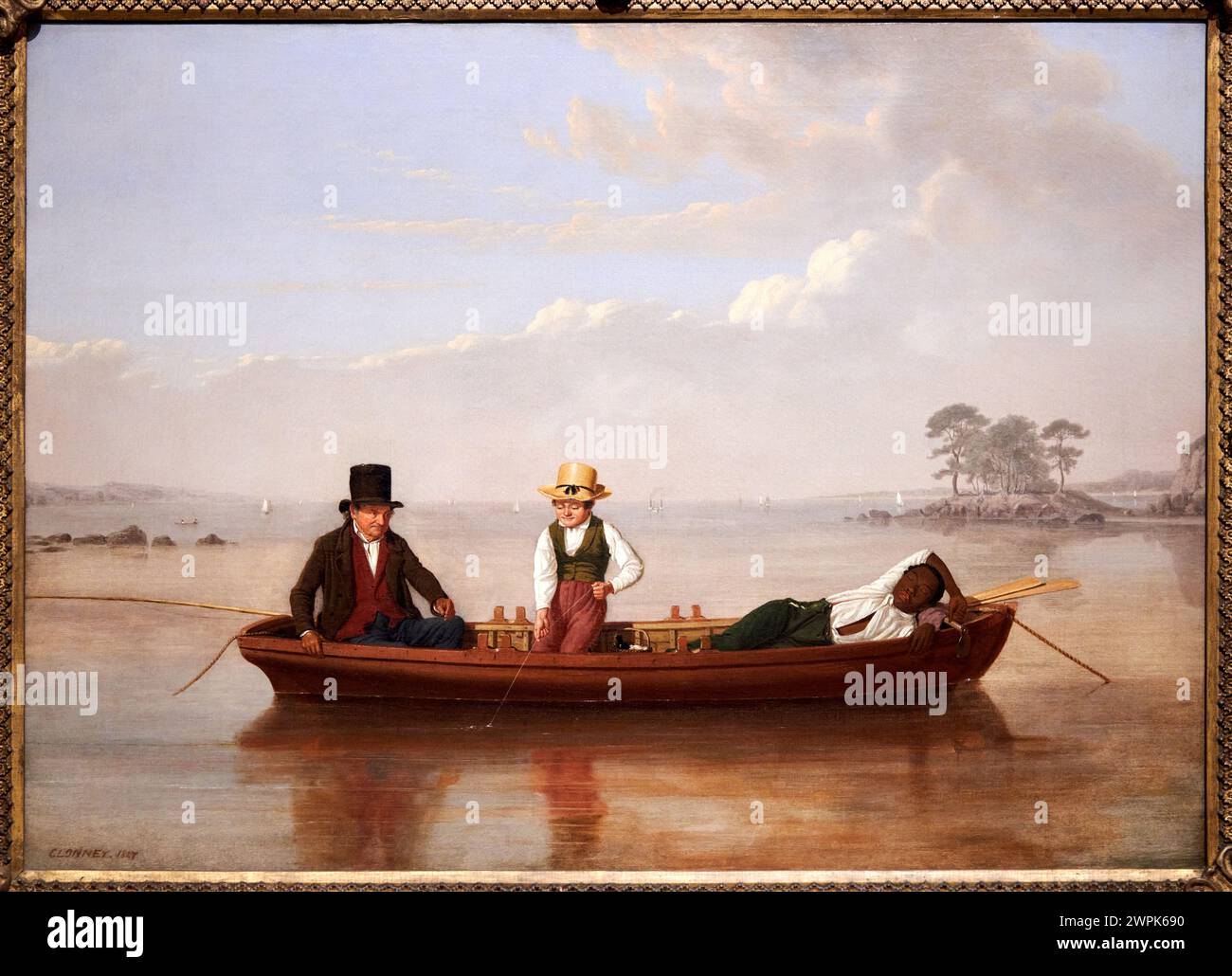 James Goodwyn Clonney, Liverpool, 1812-Binghamton, 1867, Fishing Party on Long Island Sound al largo di New Rochelle, 1847 Foto Stock