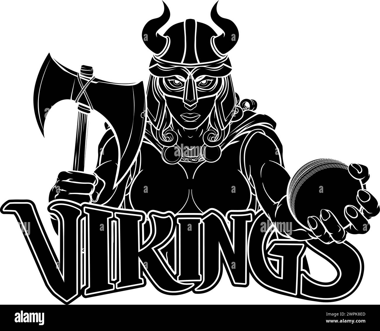 Femmina Viking Gladiator Cricket donna guerriero Illustrazione Vettoriale