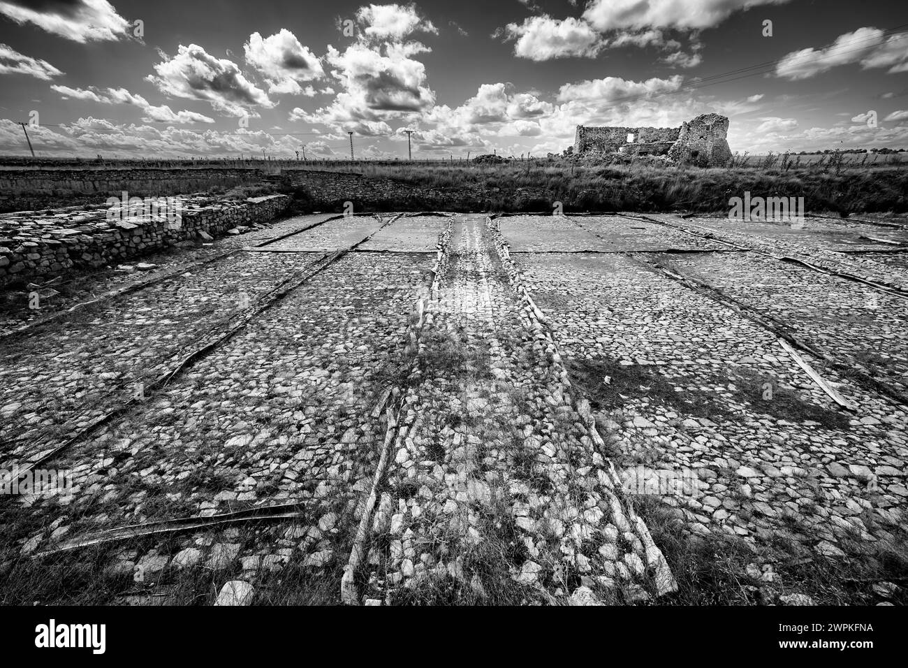 Le distese di sale di Pinilla sono in bianco e nero Foto Stock