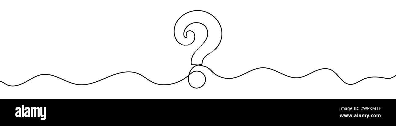 Disegno continuo modificabile del punto interrogativo. Punto interrogativo in stile riga. Illustrazione Vettoriale
