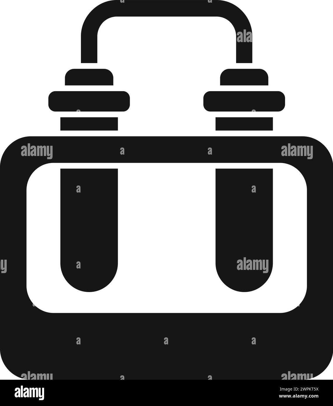 Icona di collegamento del tubo di prova vettore semplice. Ricerca di laboratorio. Sostanza chimica in esame per matracci Illustrazione Vettoriale