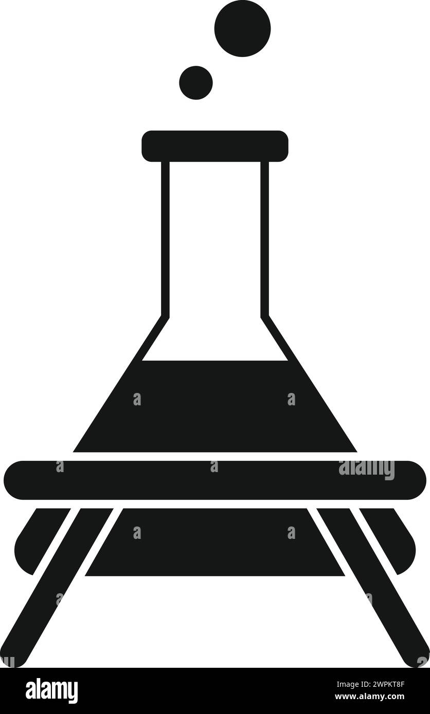 Icona del matraccio che brucia a bollire vettore semplice. Studiare la qualità del tubo. Una scoperta solitaria Illustrazione Vettoriale