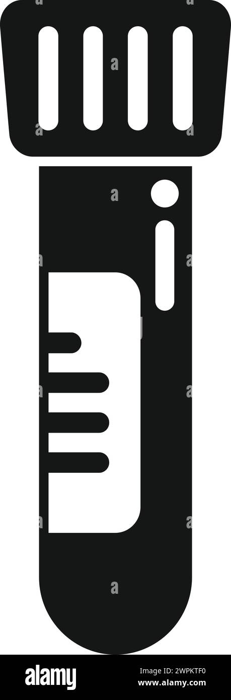 Icona della provetta per analisi di laboratorio vettore semplice. dna del tubo scientifico. Elemento dell'esperimento molecolare Illustrazione Vettoriale