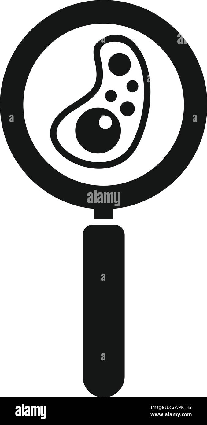 Icona lente di ingrandimento di ricerca vettore semplice. Materiale genetico. Scientifica solitaria Illustrazione Vettoriale